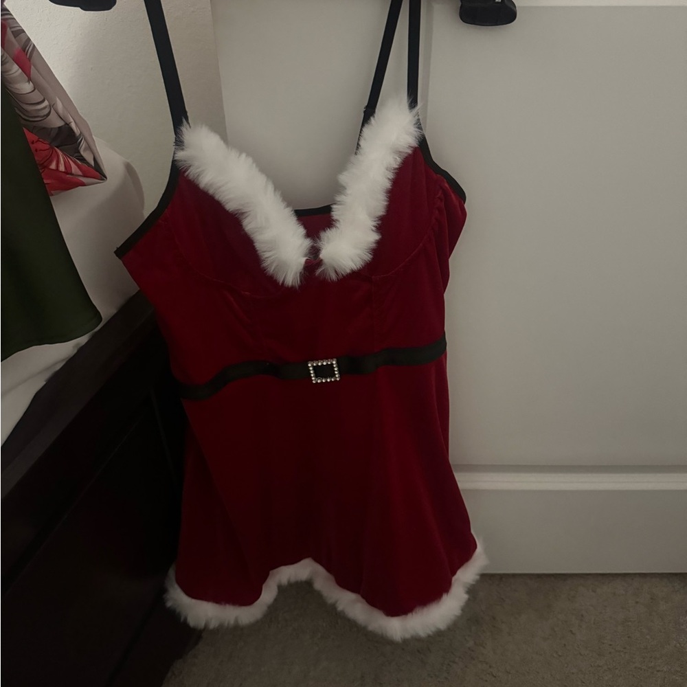 Red Velvet Holiday Dress with Faux Fur Trim
